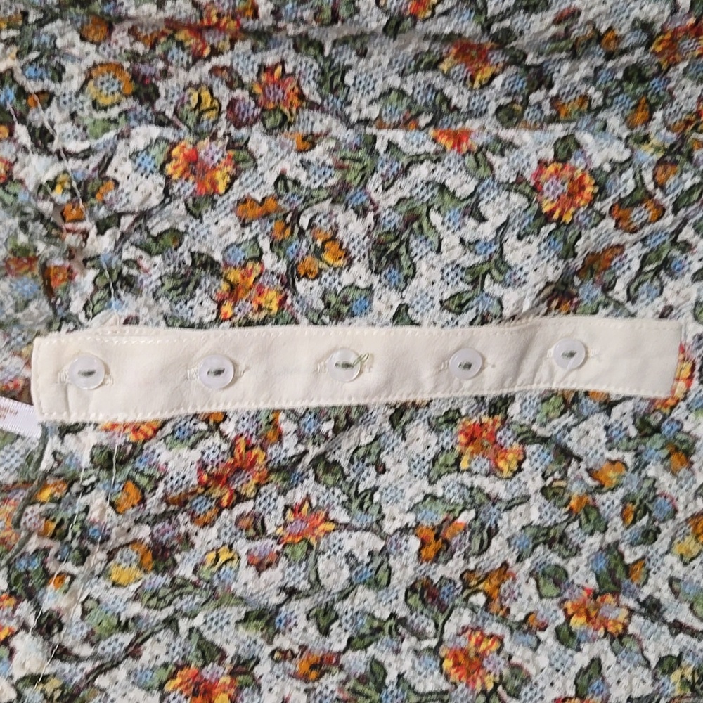 Free People Astra Peasant Swing Top Size S Daisy Floral Open Knit Puff Henley - Picture 12 of 13